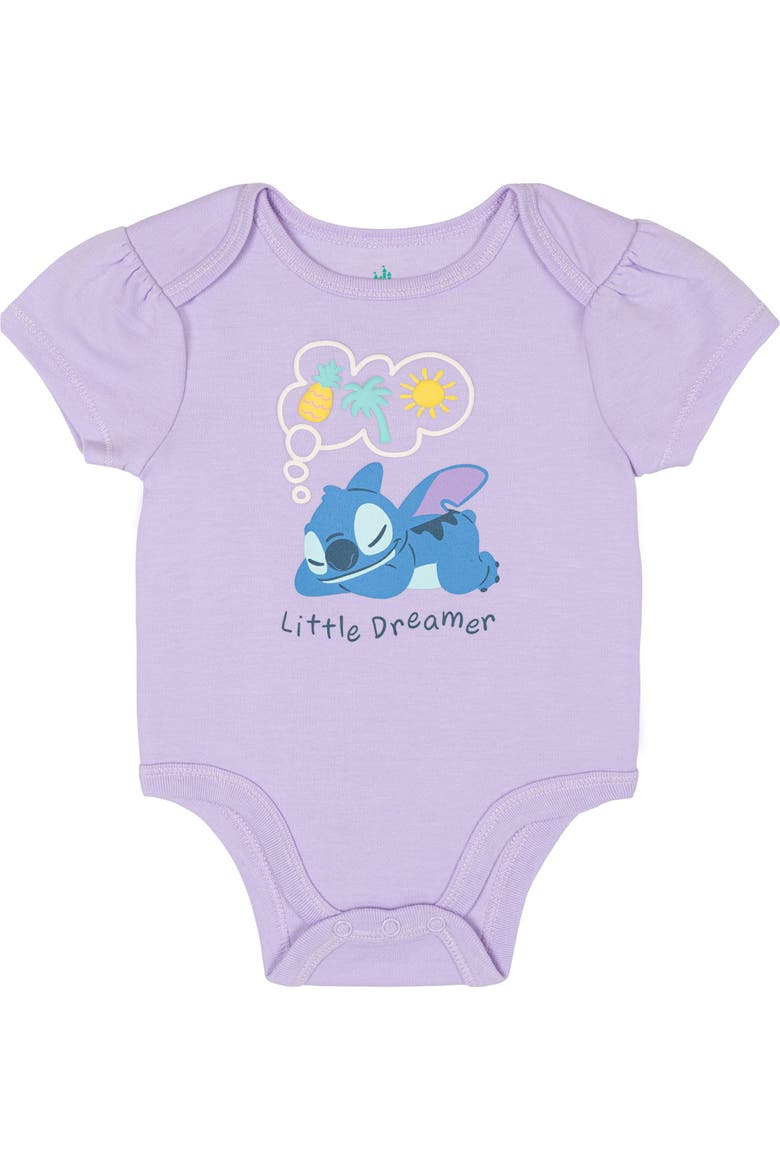 Lilo & Stitch Girls' 5-Pack Short Sleeve Bodysuits, Alternate, color, Stitch Angel Aqua Pink