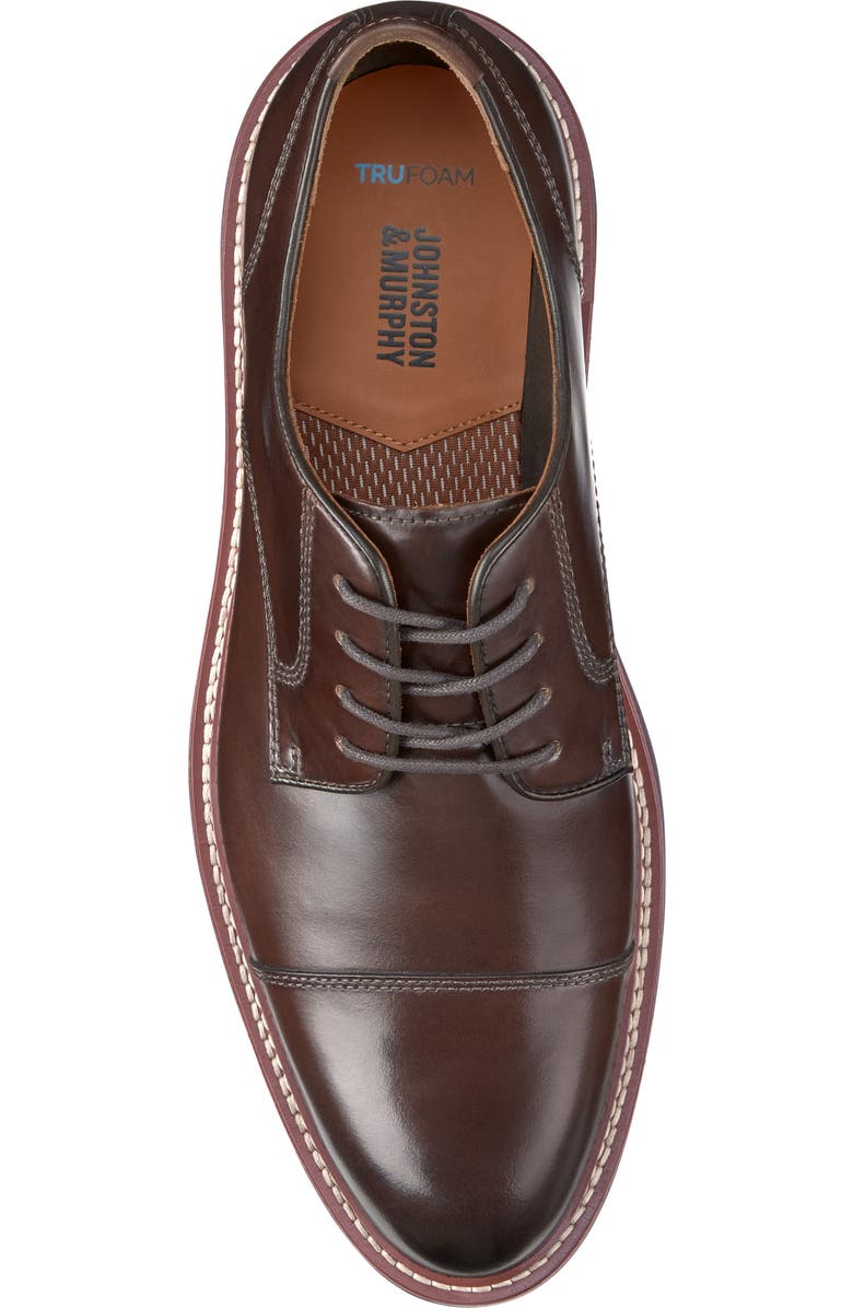 Johnston & Murphy Upton Cap Toe Derby, Alternate, color, Mahogany Full Grain