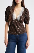 Rails Lazara Lace Trim Polka Dot Top