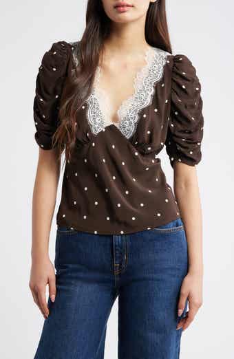 Rails Lazara Lace Trim Polka Dot Top