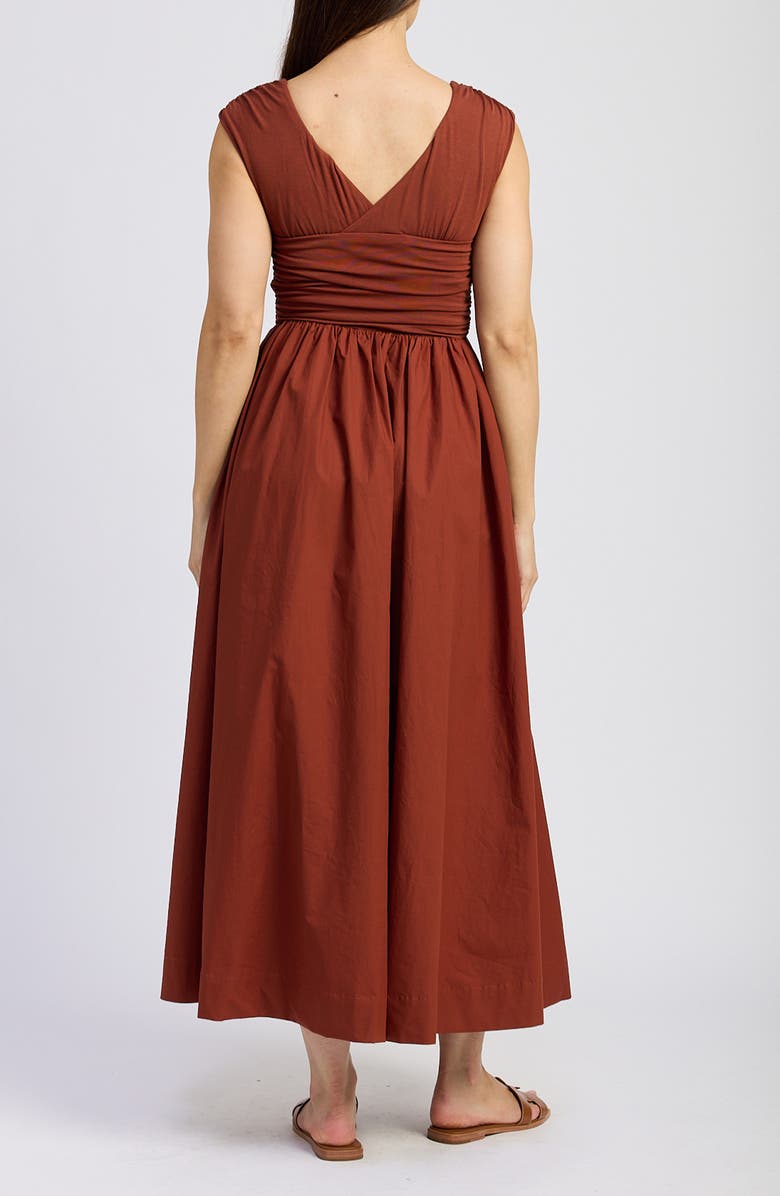 En Saison Emma Ruched Mixed Media Sundress, Alternate, color, Brick