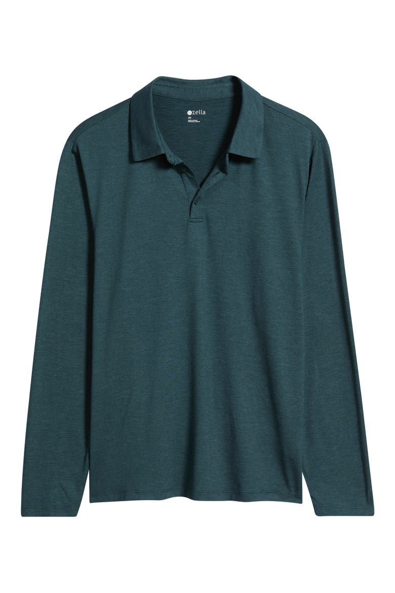 Dynamic Long Sleeve Polo, Main, color, GREEN MAGICAL HEATHER