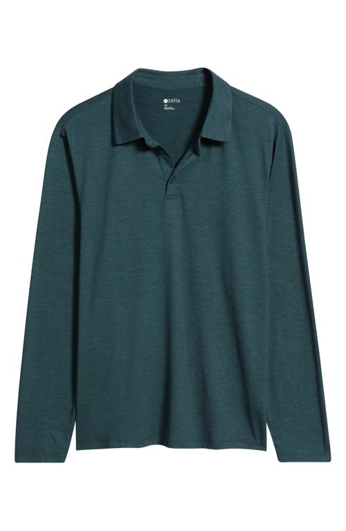 Zella Dynamic Long Sleeve Polo In Blue