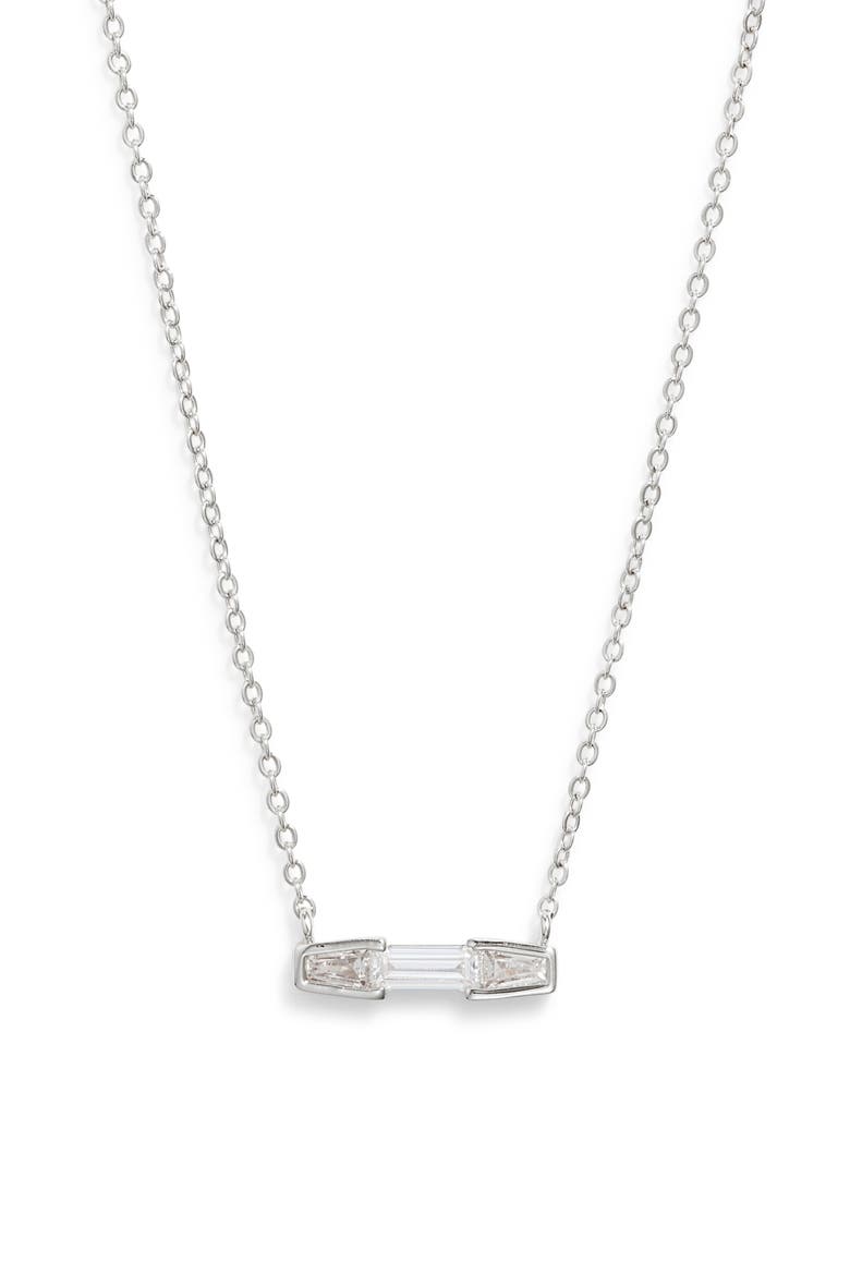 Cubic Zirconia Pendant Necklace, Main, color, CLEAR- SILVER