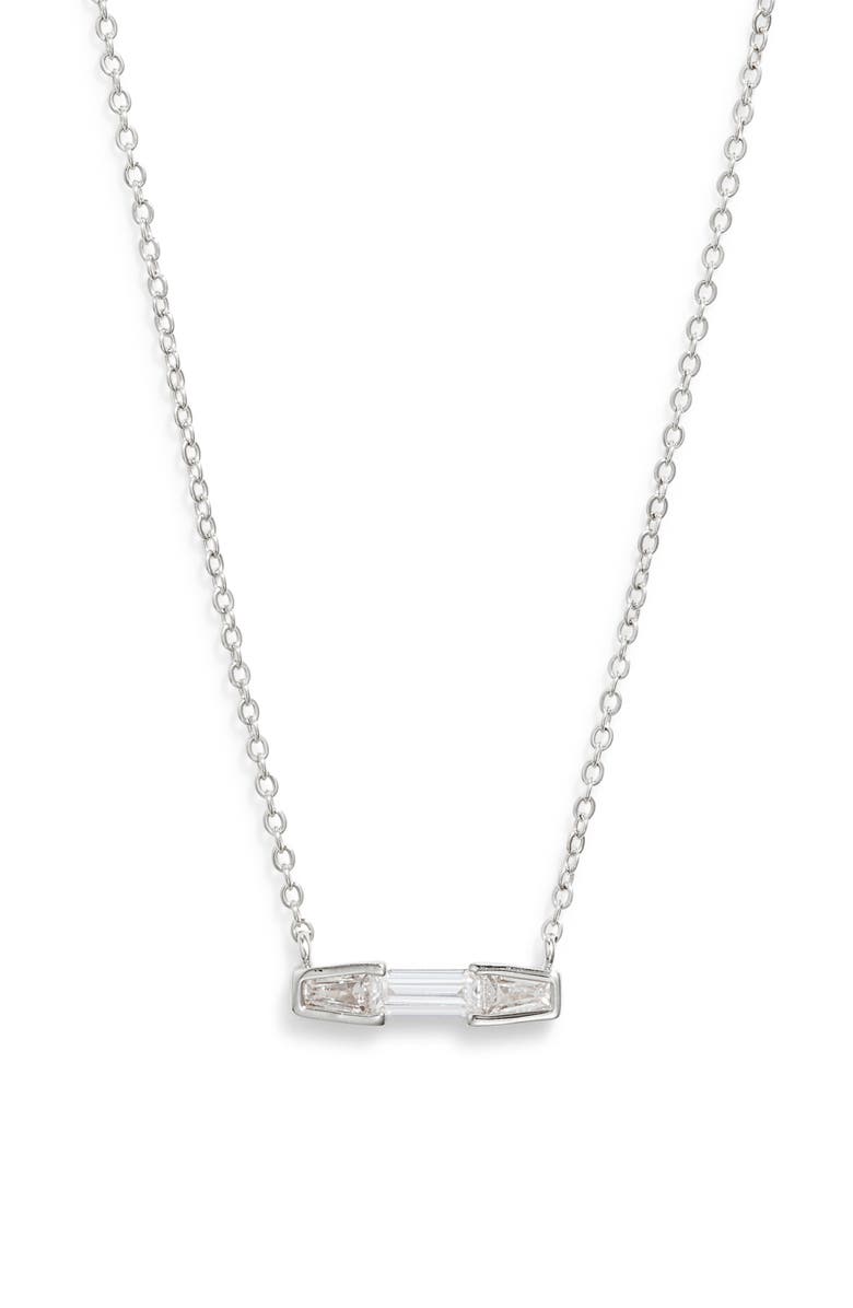 Nordstrom Cubic Zirconia Pendant Necklace, Main, color, Clear- Silver