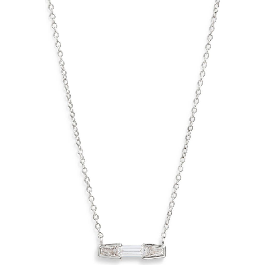 Nordstrom Cubic Zirconia Pendant Necklace in Clear- Silver at Nordstrom Rack