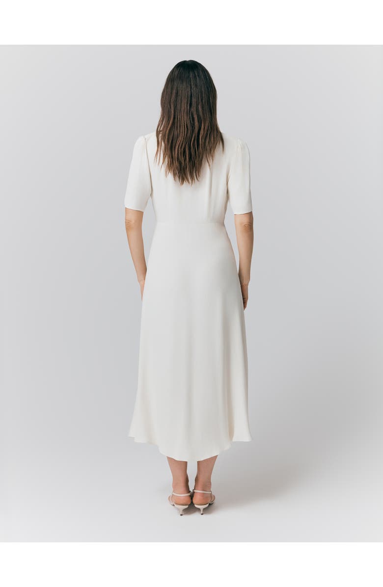 Ghost London Maeve Embroidered Crepe Midi Tea Dress, Alternate, color, Ivory