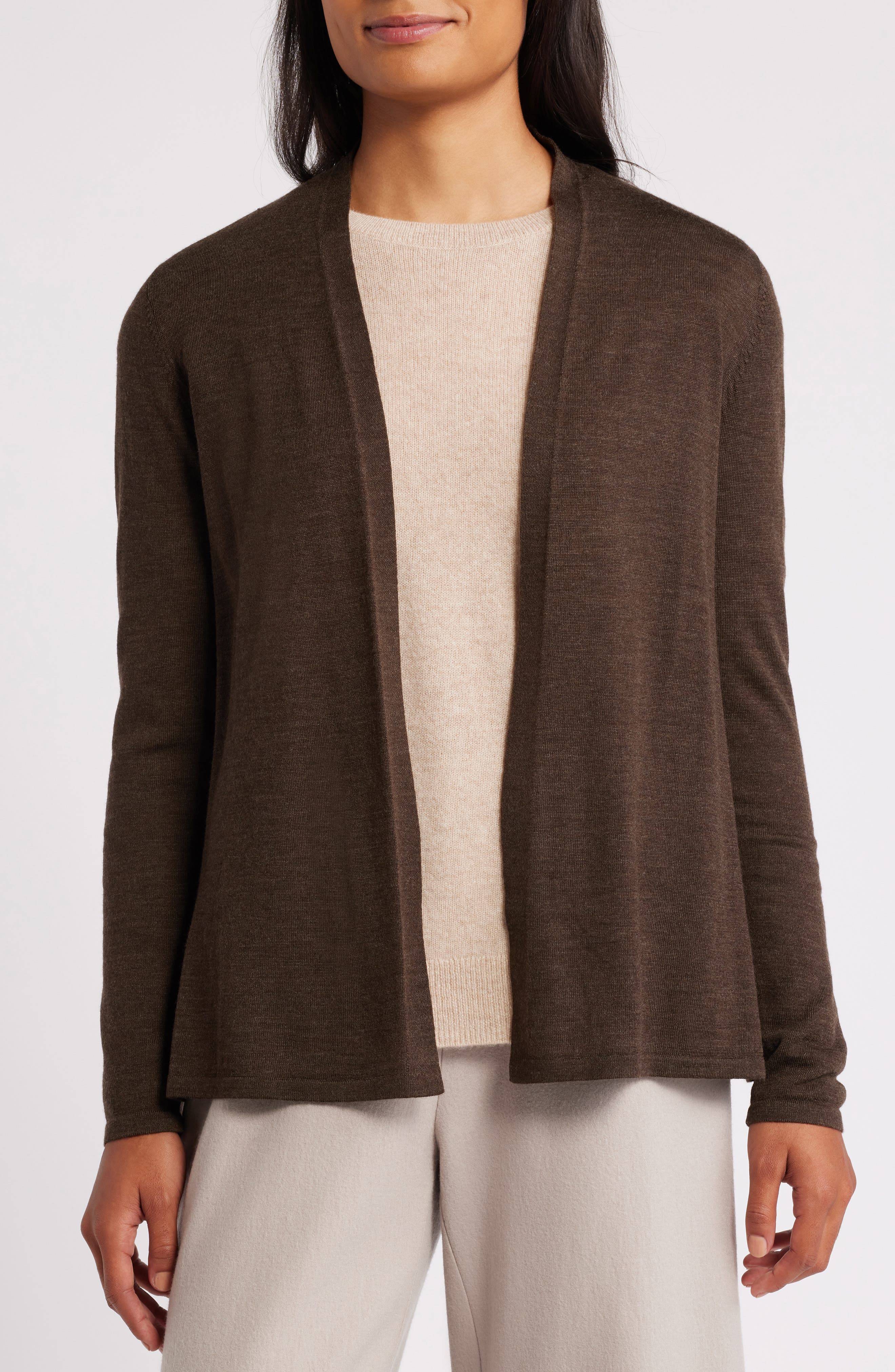 Eileen Fisher Open Front Wool Cardigan