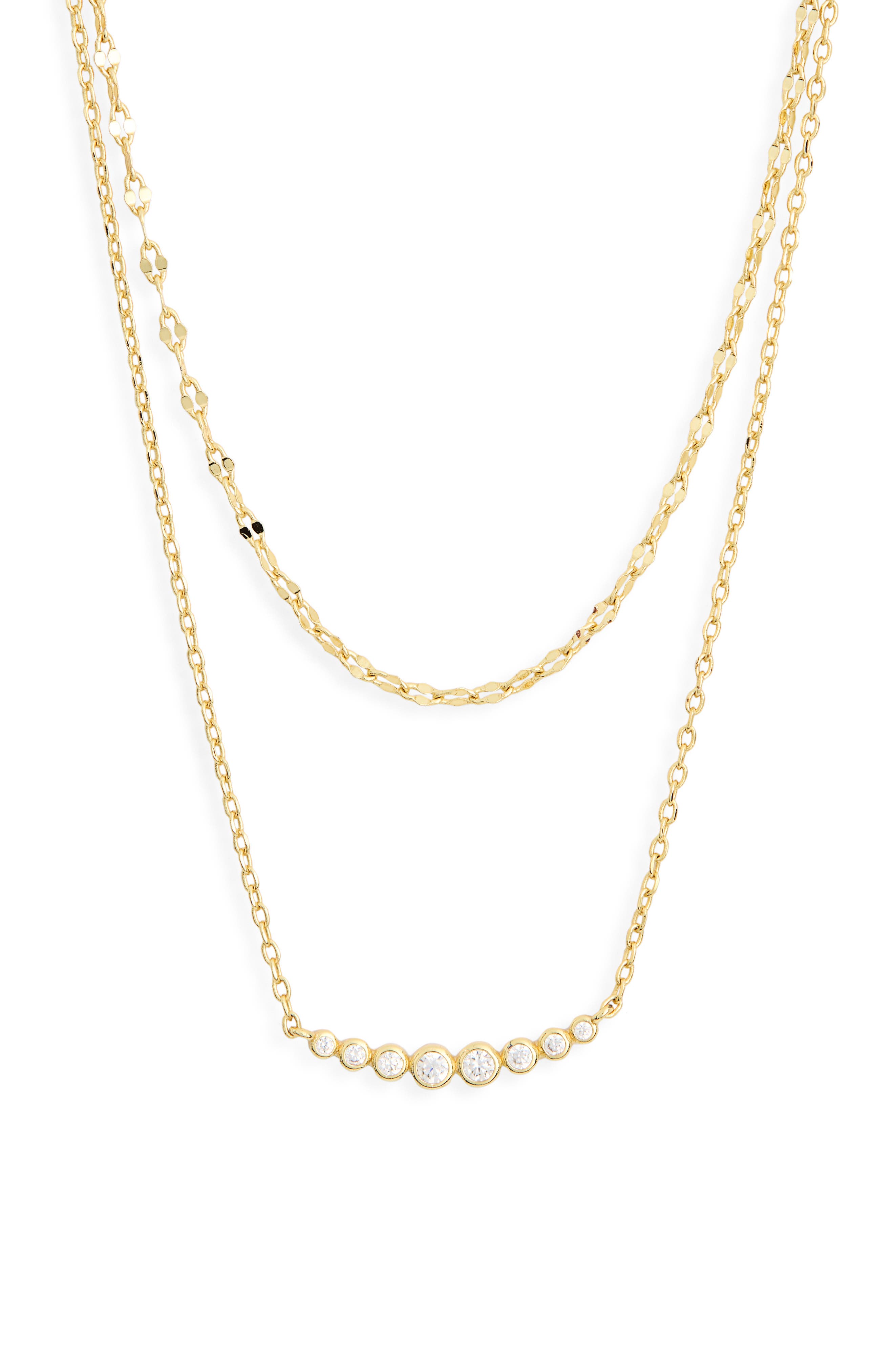 Mirror Chain Curved Bar Layered Necklace