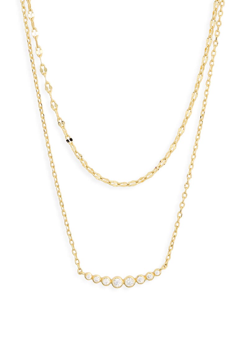Mirror Chain Curved Bar Layered Necklace, Main, color, GOLD