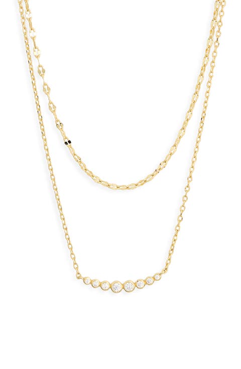 Mirror Chain Curved Bar Layered Necklace