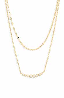 Mirror Chain Curved Bar Layered Necklace
