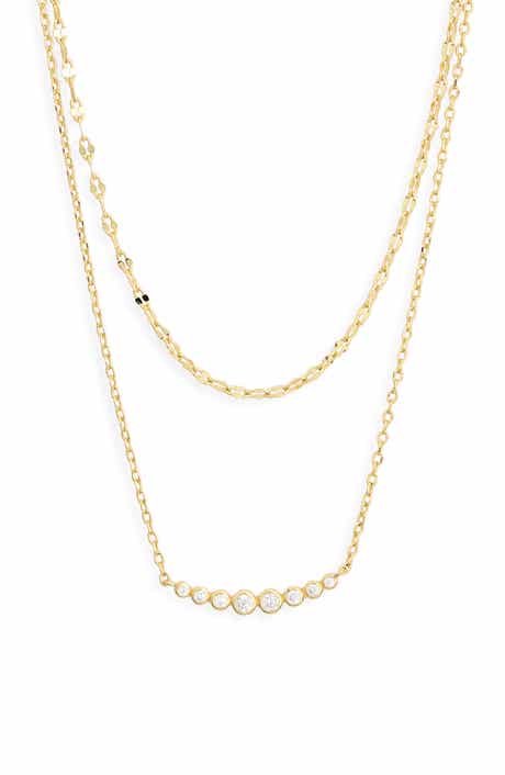 Mirror Chain Curved Bar Layered Necklace