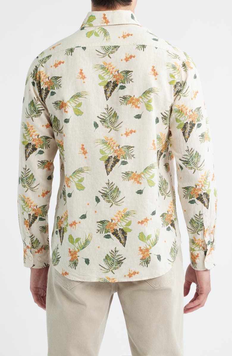 Schott NYC Tropical Linen & Cotton Button-Up Shirt, Alternate, color, Off White