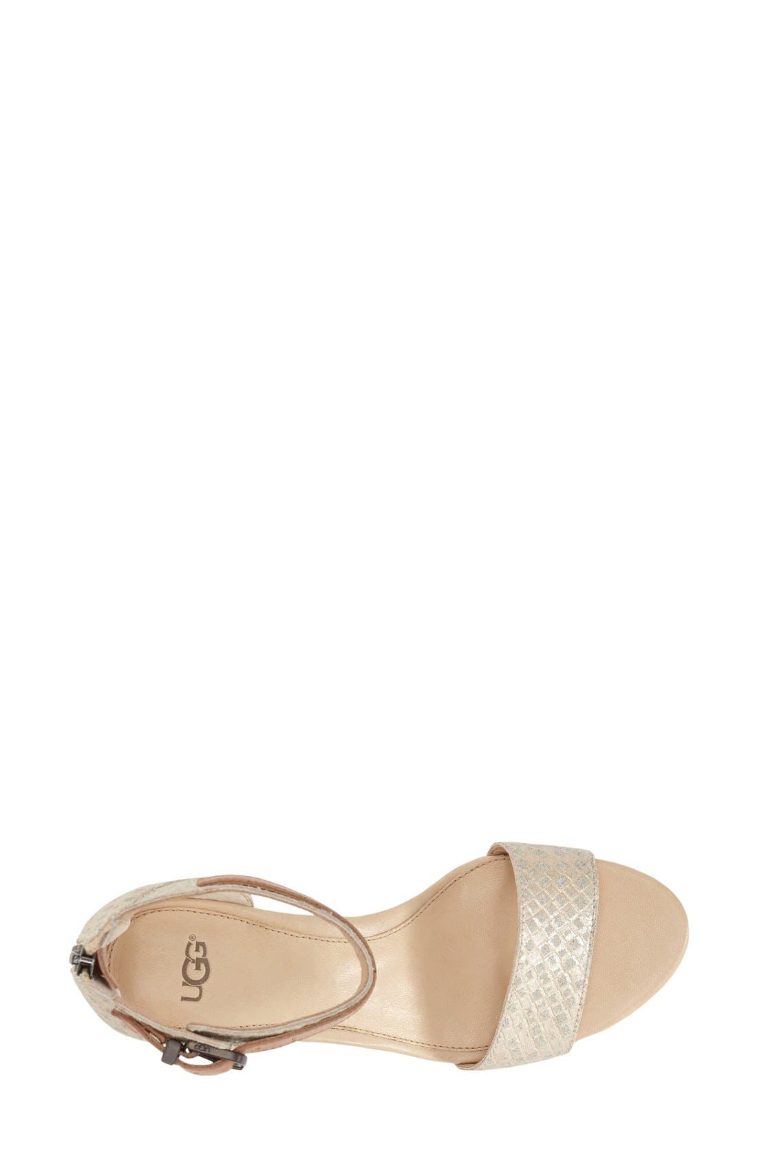 'Char' Ankle Strap Wedge Sandal, Alternate, color, SOFT GOLD LEATHER