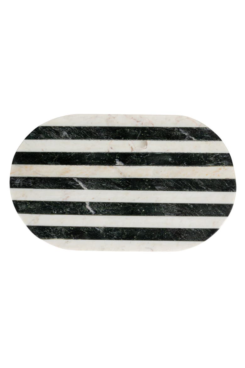 Marble Cheese and Cutting Board with Stripes, Black and White, Alternate, color, Black