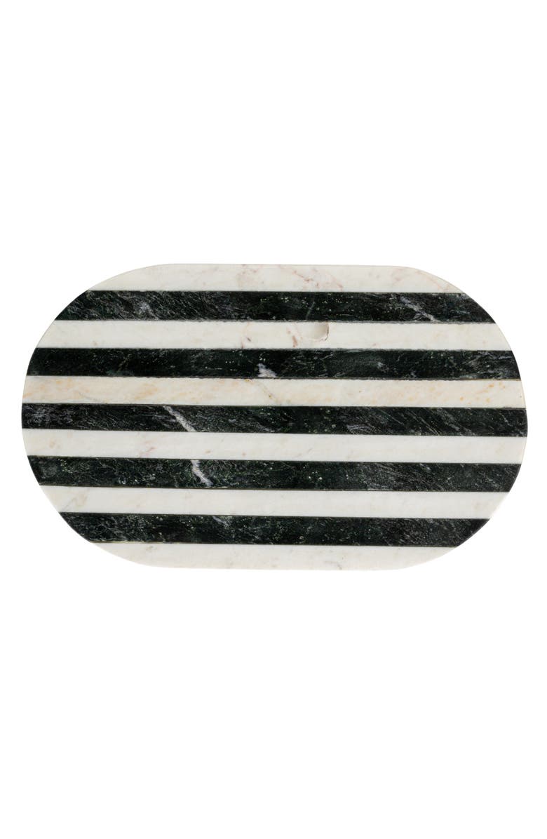 Storied Home Marble Cheese and Cutting Board with Stripes, Black and White, Alternate, color, Black