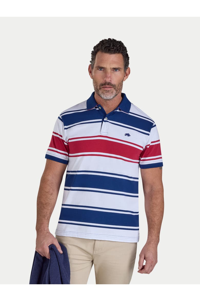 Wide Stripe Jersey Polo Shirt, Main, color, Navy