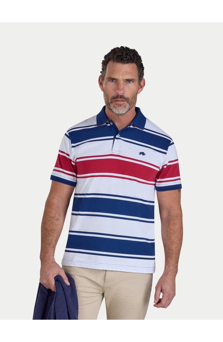 Raging Bull Wide Stripe Jersey Polo Shirt, Main, color, Navy