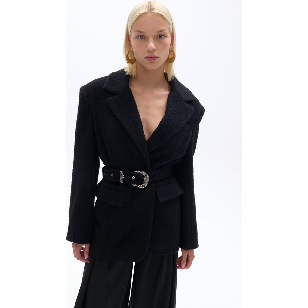Shop Nocturne Self-belted Double Breasted Jacket In Black