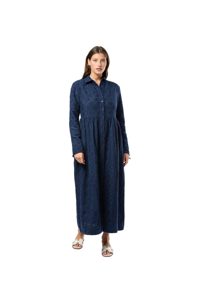 Onia Air Linen Maxi Shirtdress, Main, color, Deep Navy