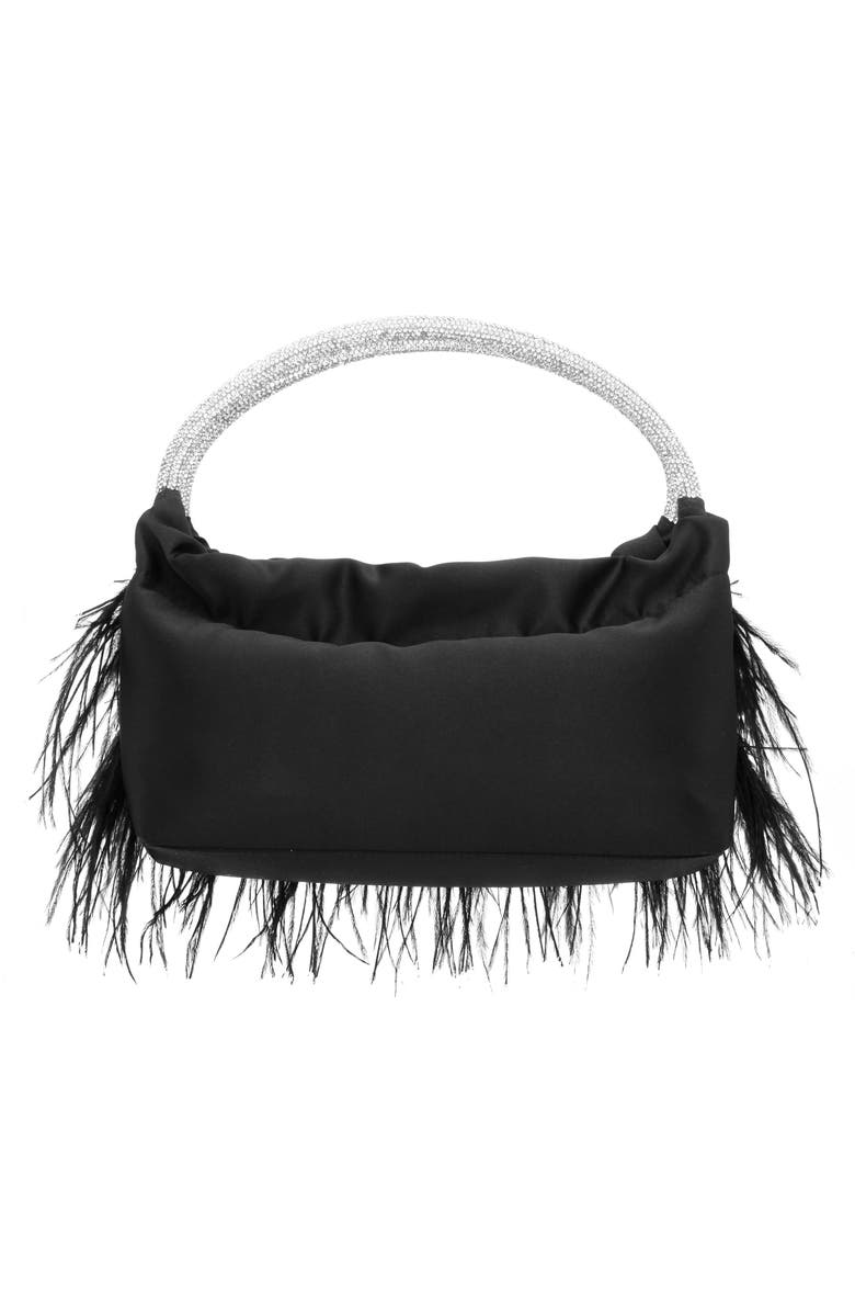 Nina Crystal Handle Feather Clutch, Alternate, color,