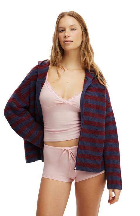 Women's Zip Through Oversized Knit Hoodie
