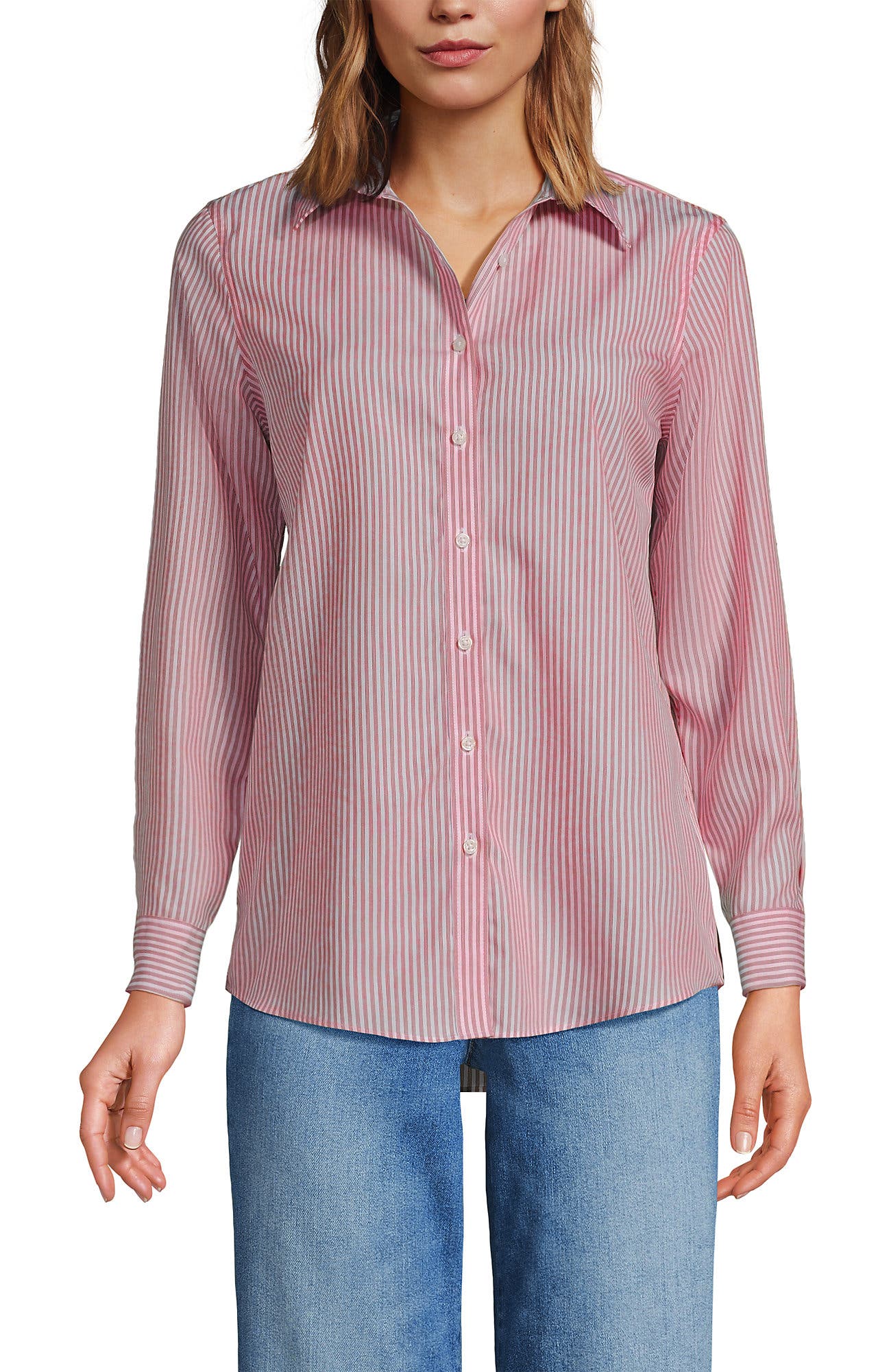 Coral Red Fine Stripes