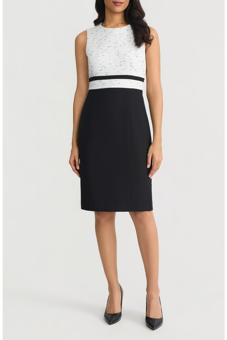 Two Tone Sheath Dress, Main, color, LILY WHITE/ BLACK