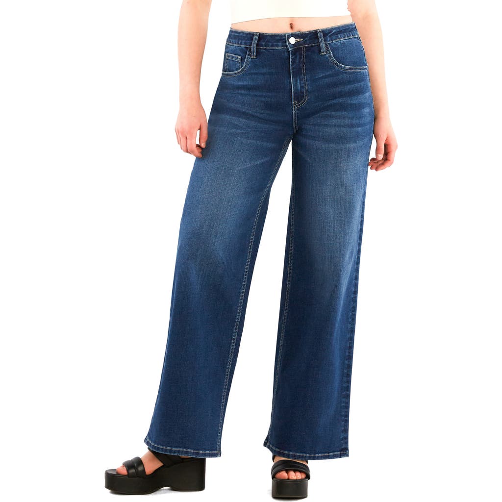 Hint Of Blu Raw Hem Wide Leg Jeans