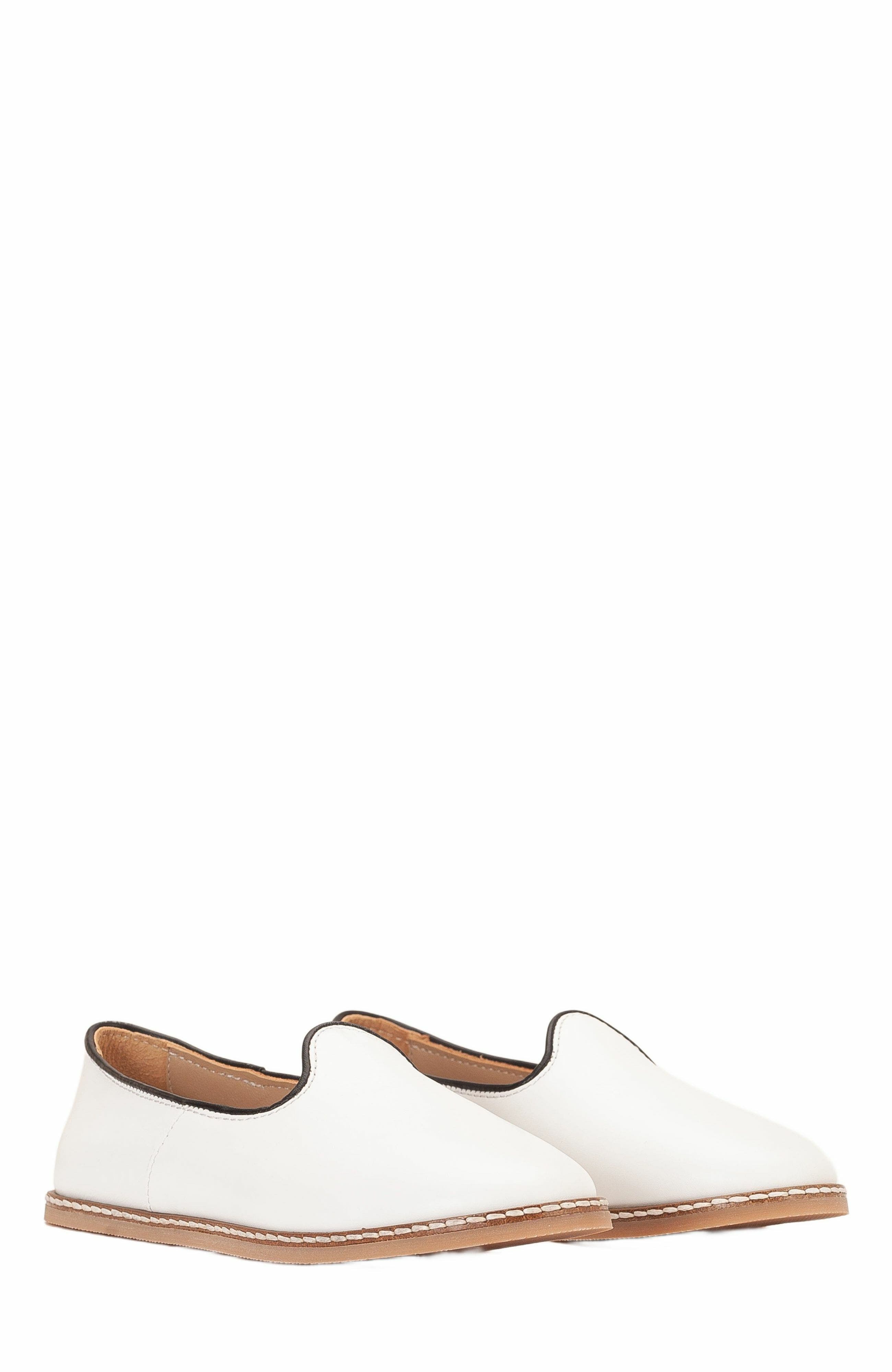 Dalya Leather Slip On Flats, Alternate, color, White Leather