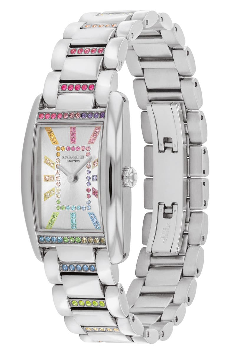 COACH Reese Crystal Rectangular Bracelet Watch, 24mm, Alternate, color, 