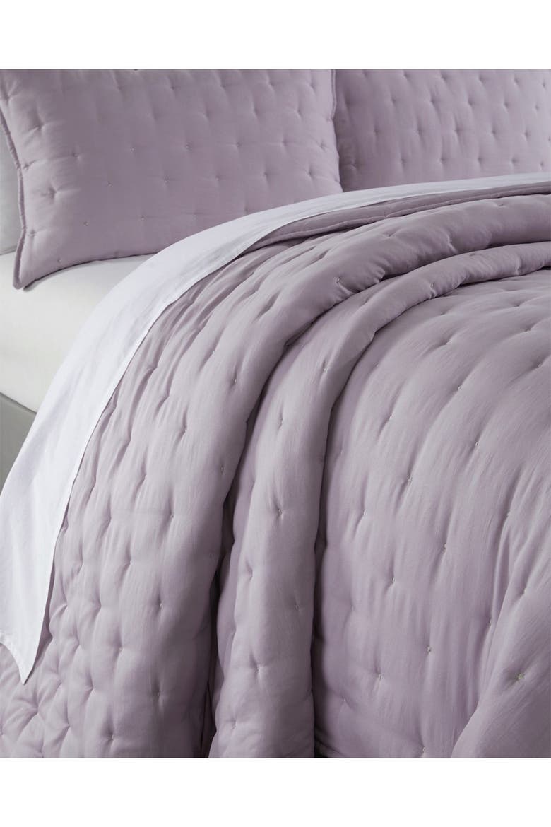 CHIC Chylar Tufted Cross Stitched Design Queen Quilt Set - Lavender - 3 ...