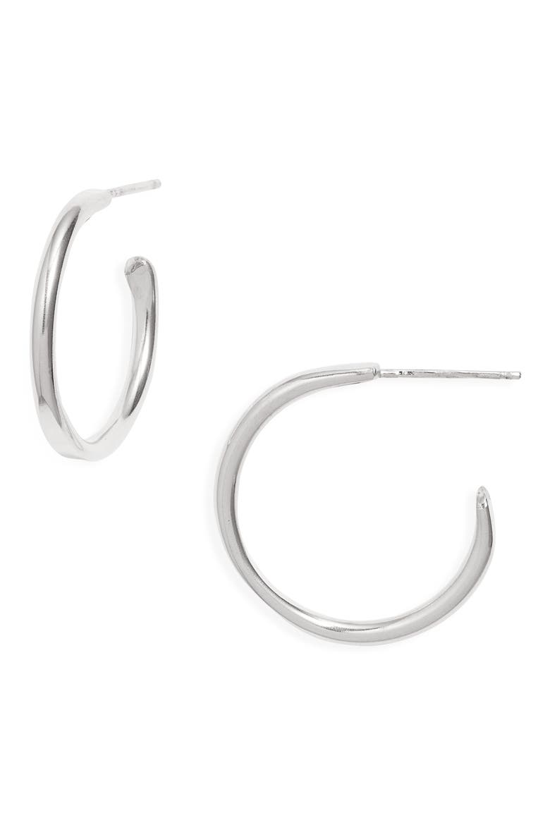 Small Loom Hoop Earrings, Main, color, STERLING SILVER