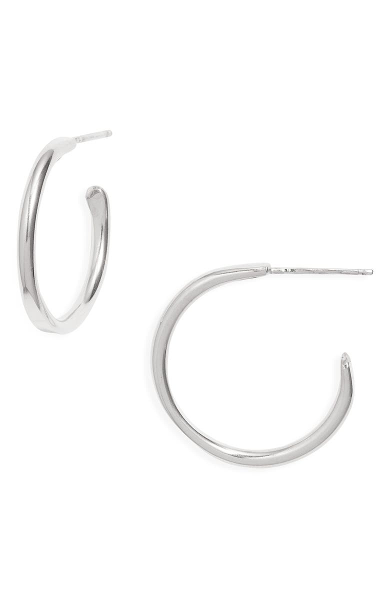 Nashelle Small Loom Hoop Earrings, Main, color, Sterling Silver