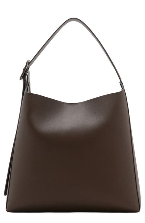 Buckle Faux Leather Shopper Bag
