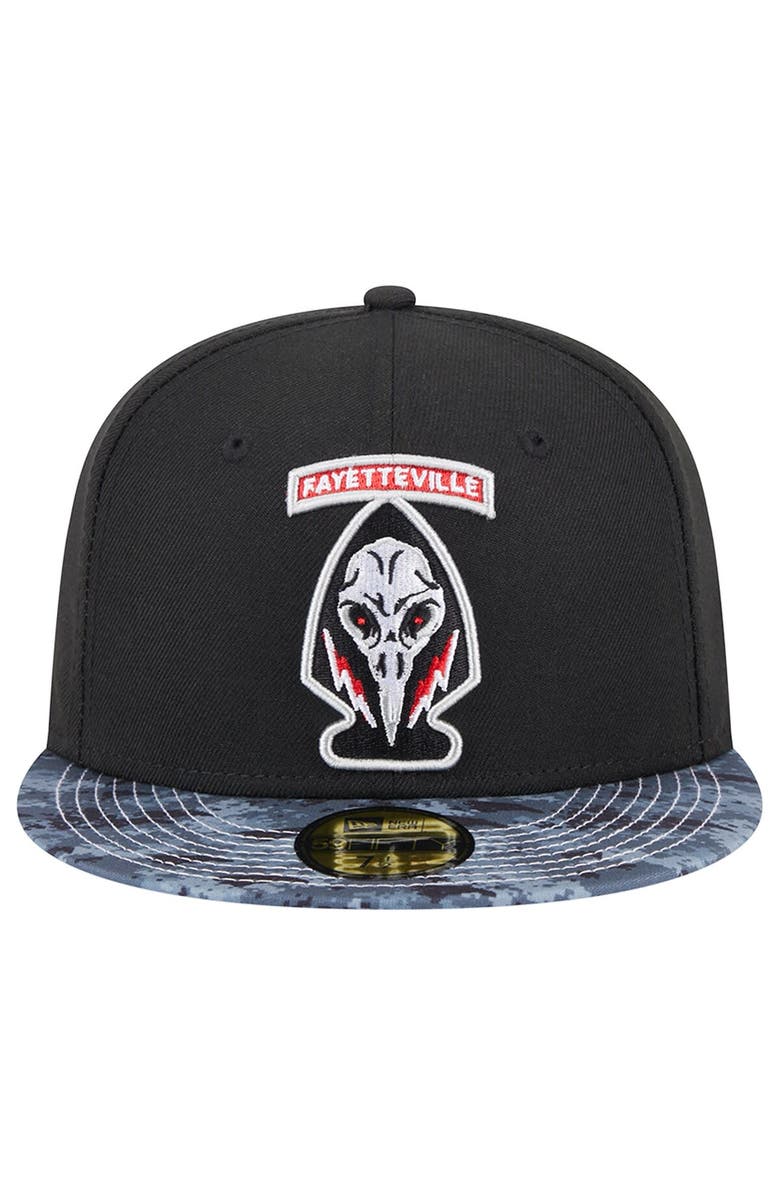 New Era Men's New Era Black Fayetteville Woodpeckers Theme Nights Black Ops  59FIFTY Fitted Hat, Alternate, color, Black