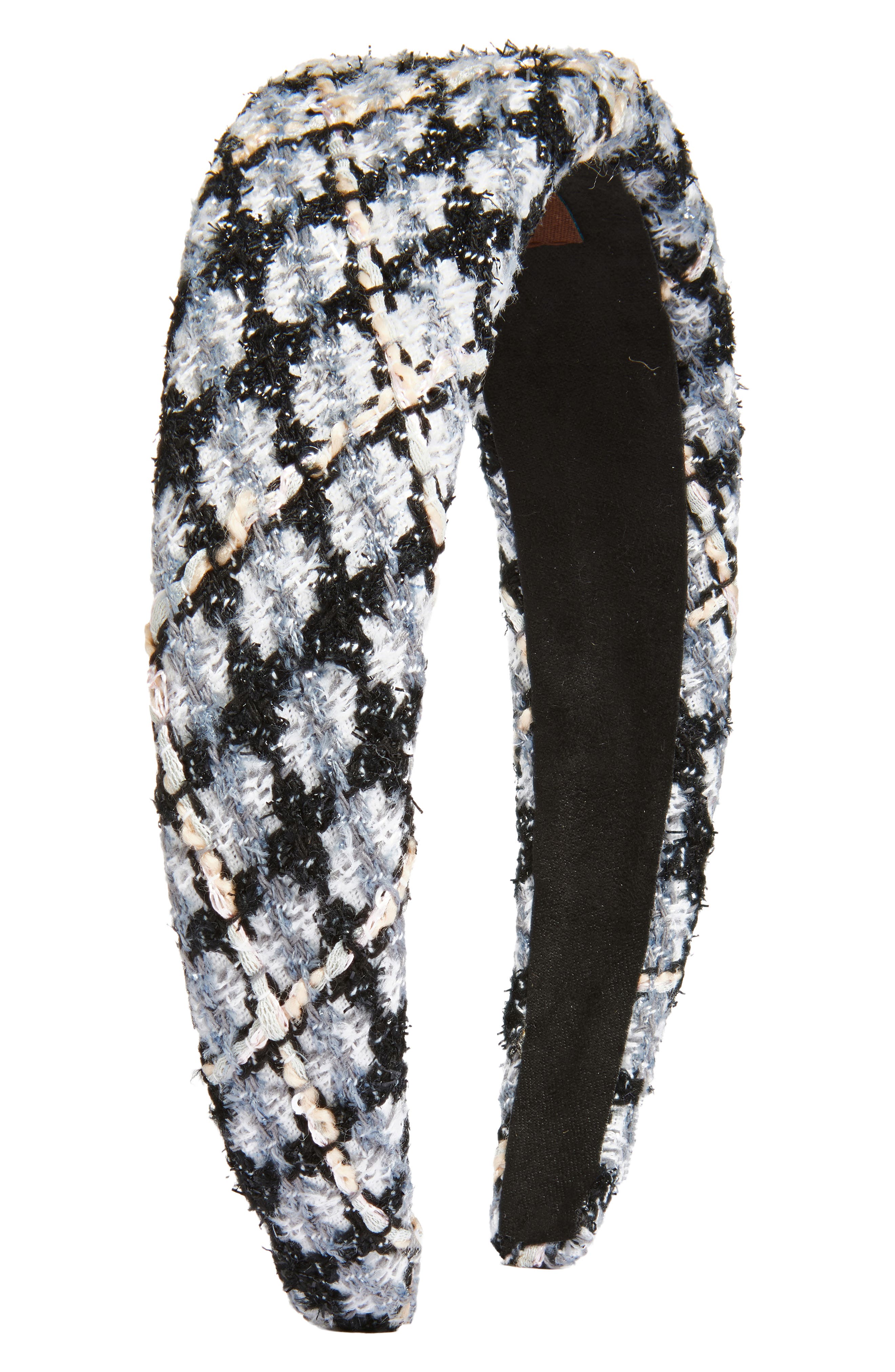 Tasha Padded Metallic Tweed Headband in Dark Blue 