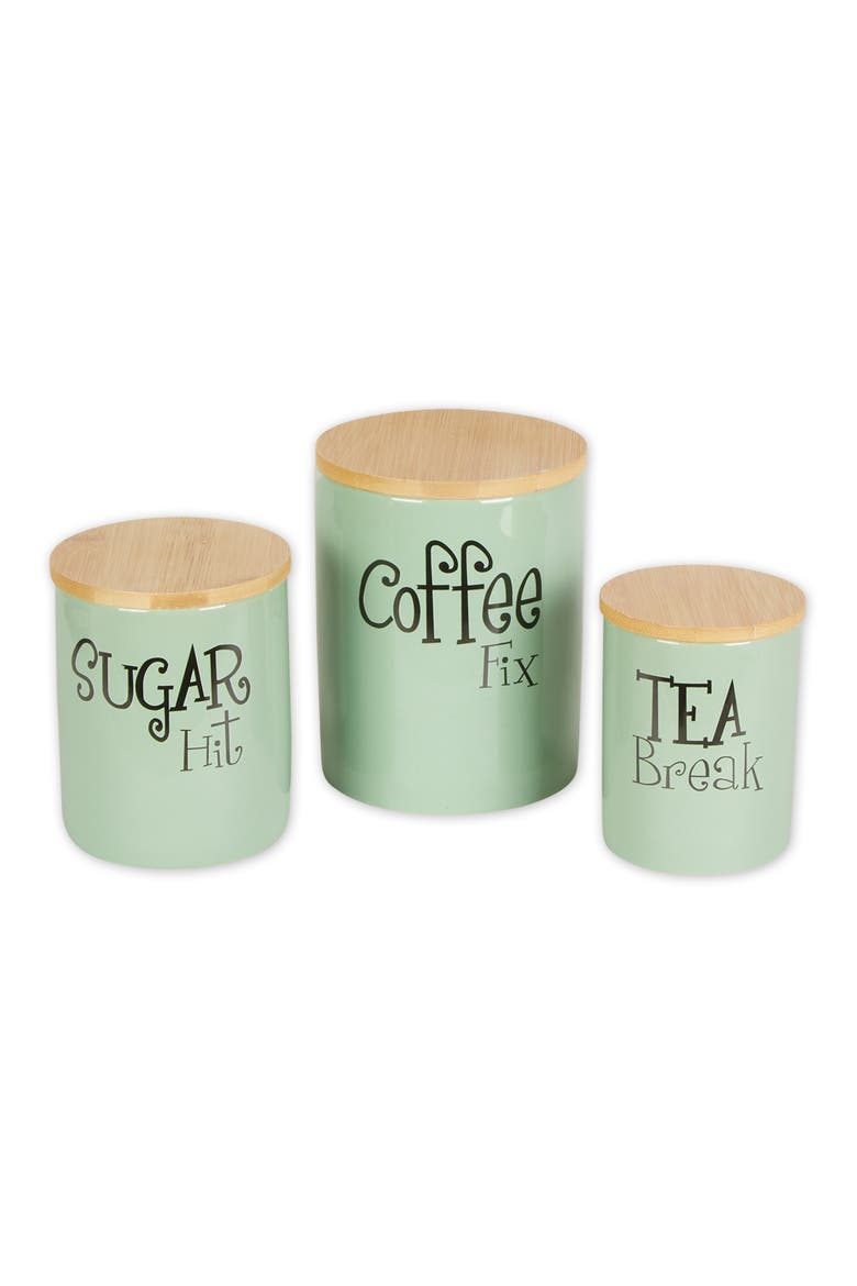 Retro Coffee Sugar Tea Ceramic Canister Set/3, Main, color, Jadeite