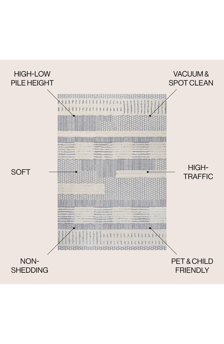 JONATHAN Y Kerstin Geometric High-Low Area Rug, Alternate, color, Cream/Gray