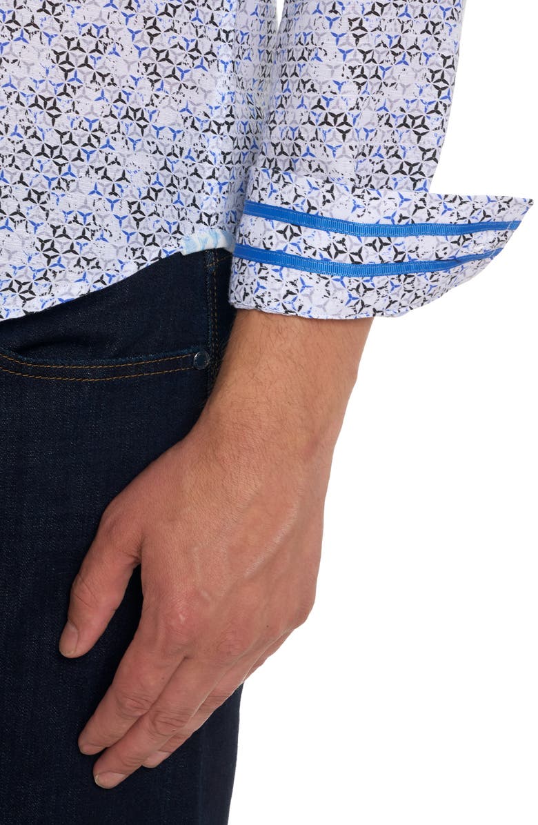 Robert Graham Wyndham Geo Print Linen & Cotton Button-Up Shirt, Alternate, color,