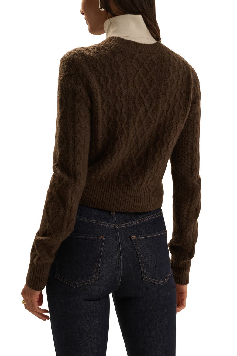 The Eleanor Merino Wool & Cashmere Blend Crop Cardigan, Alternate, color, GANACHE