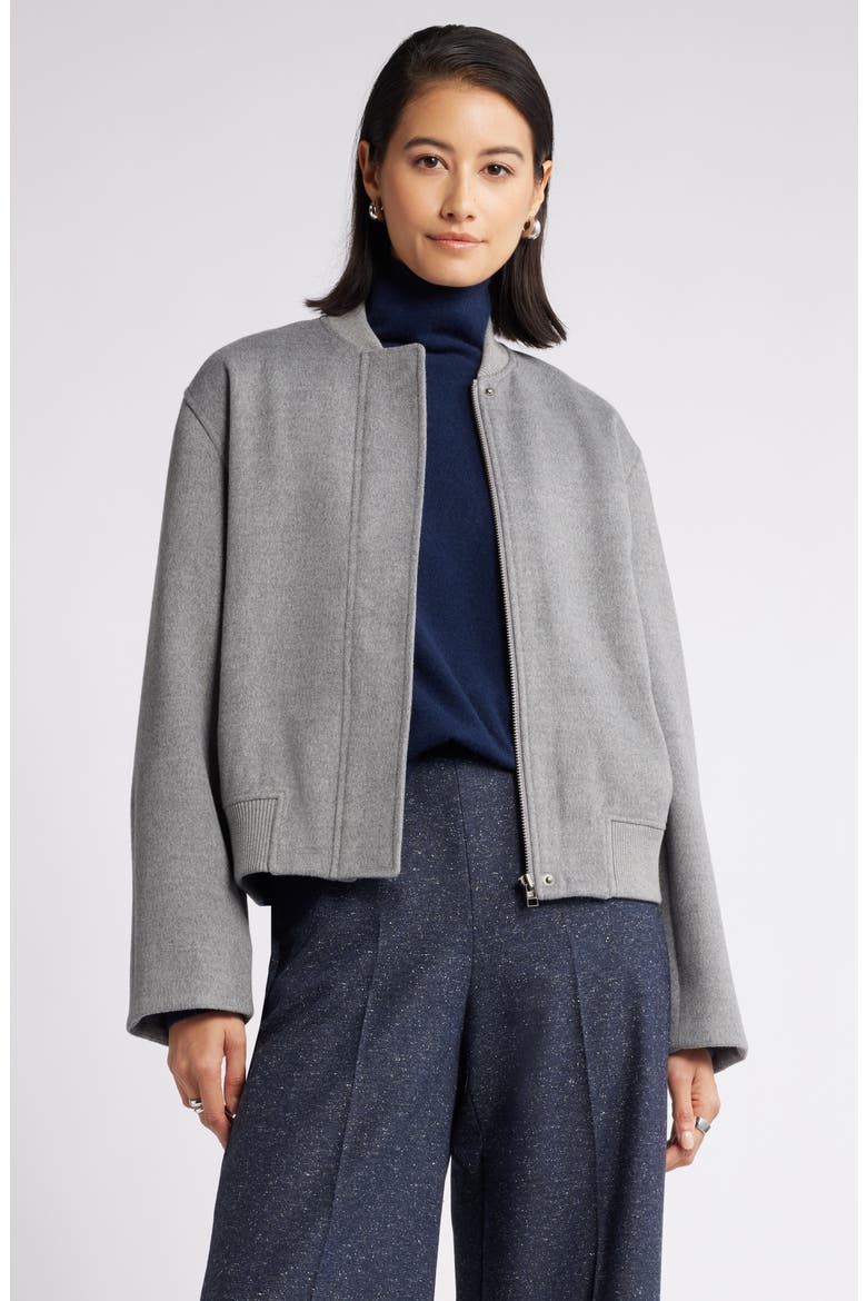 Brushed Bomber Jacket, Main, color, GREY HEATHER