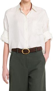 TWP Stripe Elbow-Sleeve Button-Up Shirt