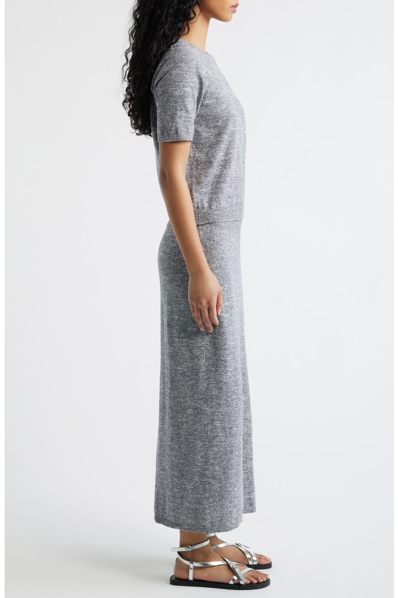 Isabella Cotton & Linen Knit Sweater & Maxi Skirt Set, Alternate, color, STEEL GREY COMBO
