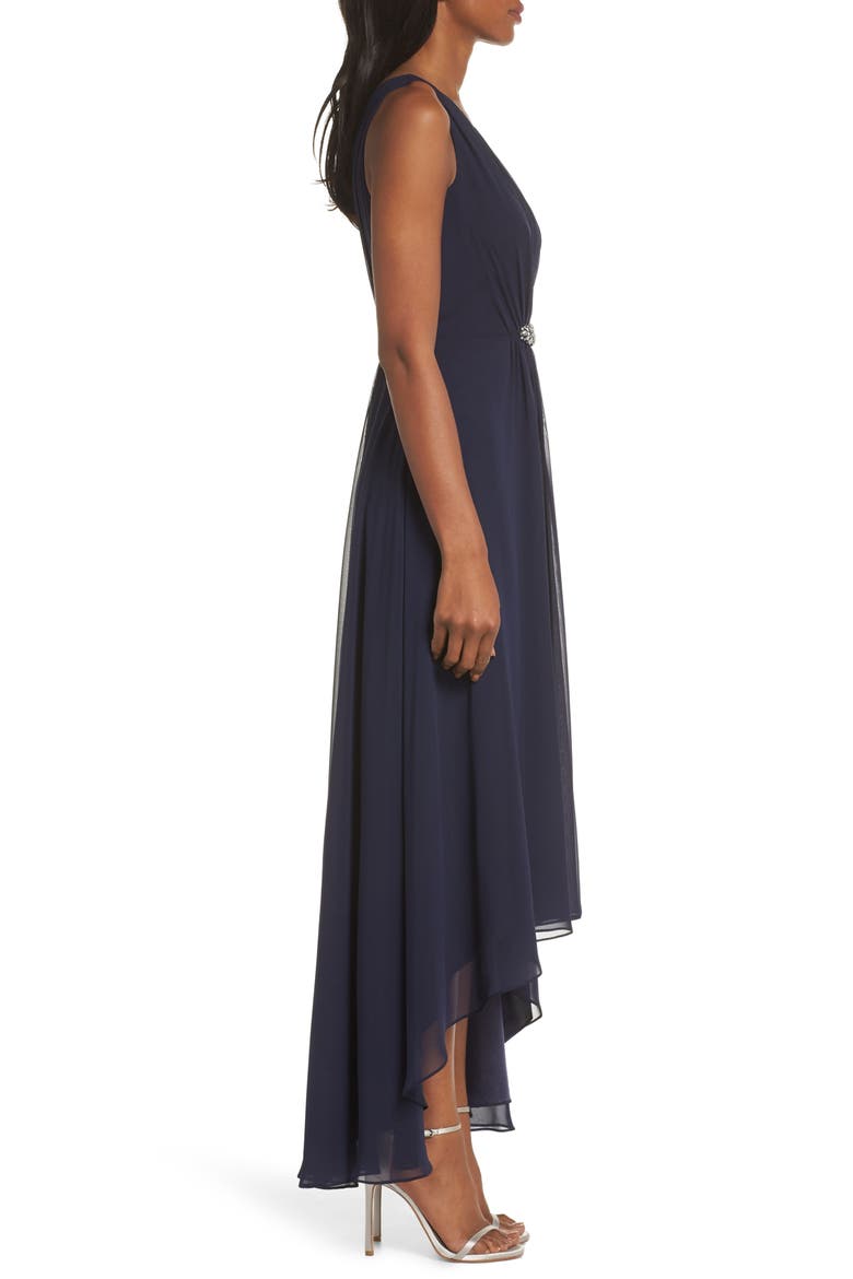 Embellished High/Low Chiffon Dress, Alternate, color, NAVY
