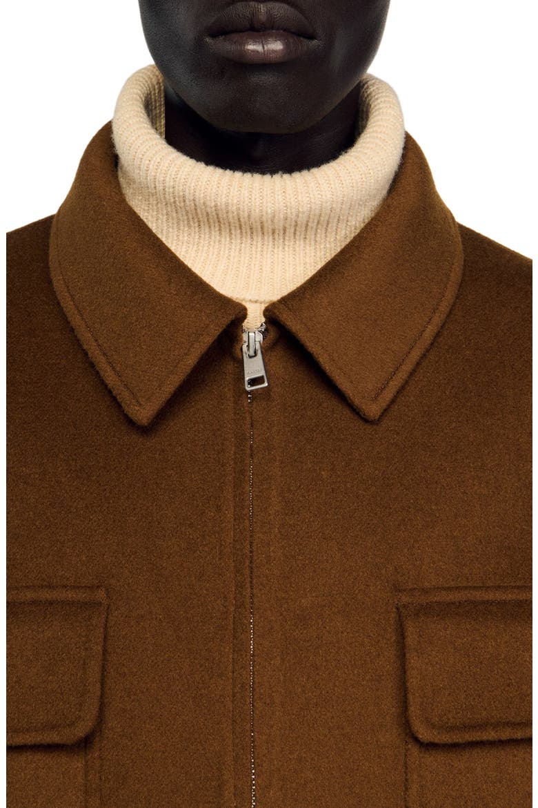 Zipped overshirt, Alternate, color, Tobacco brown