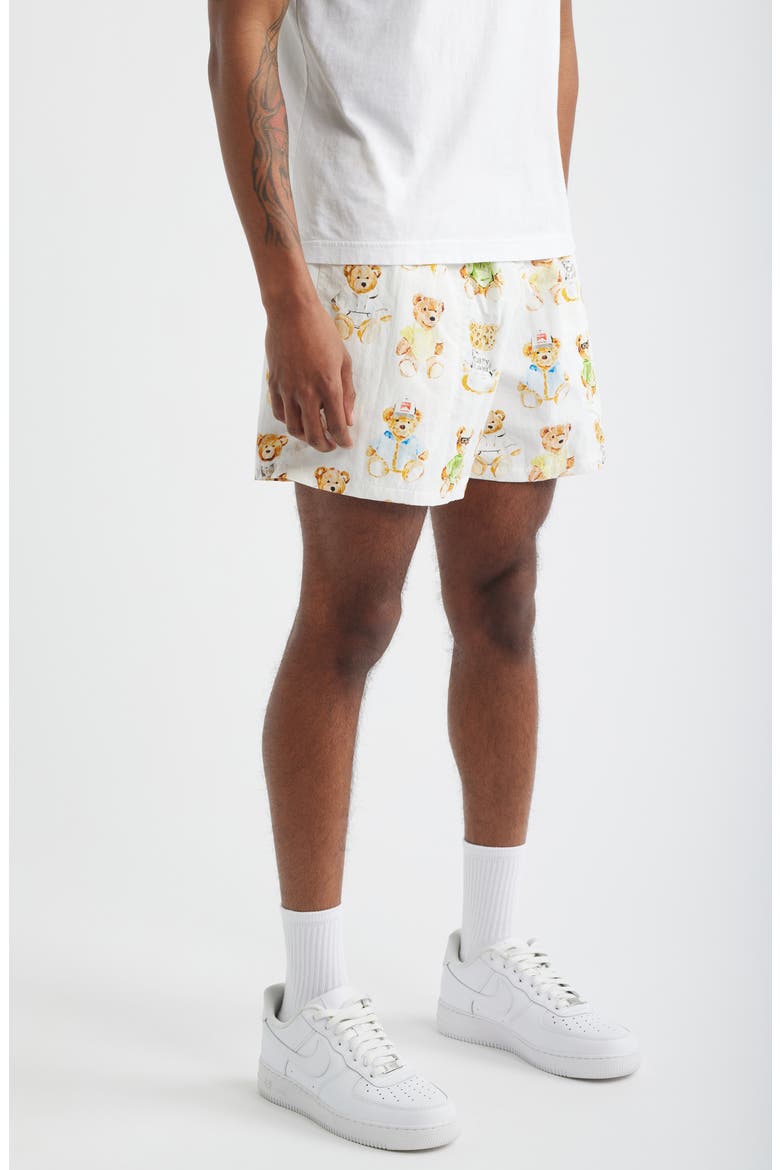 Teddy Print Tech Shorts, Alternate, color, WHITE MULTI