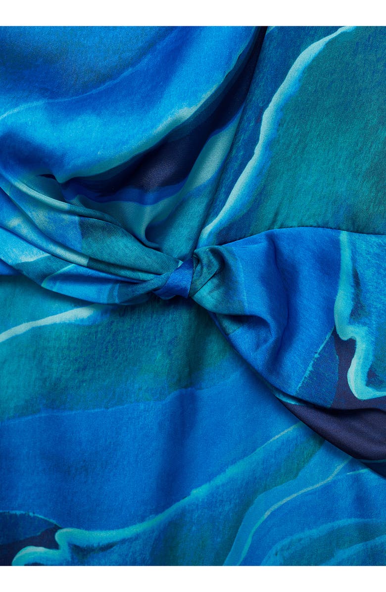 MANGO Abstract Print Sleeveless Satin Maxi Dress, Alternate, color, Blue