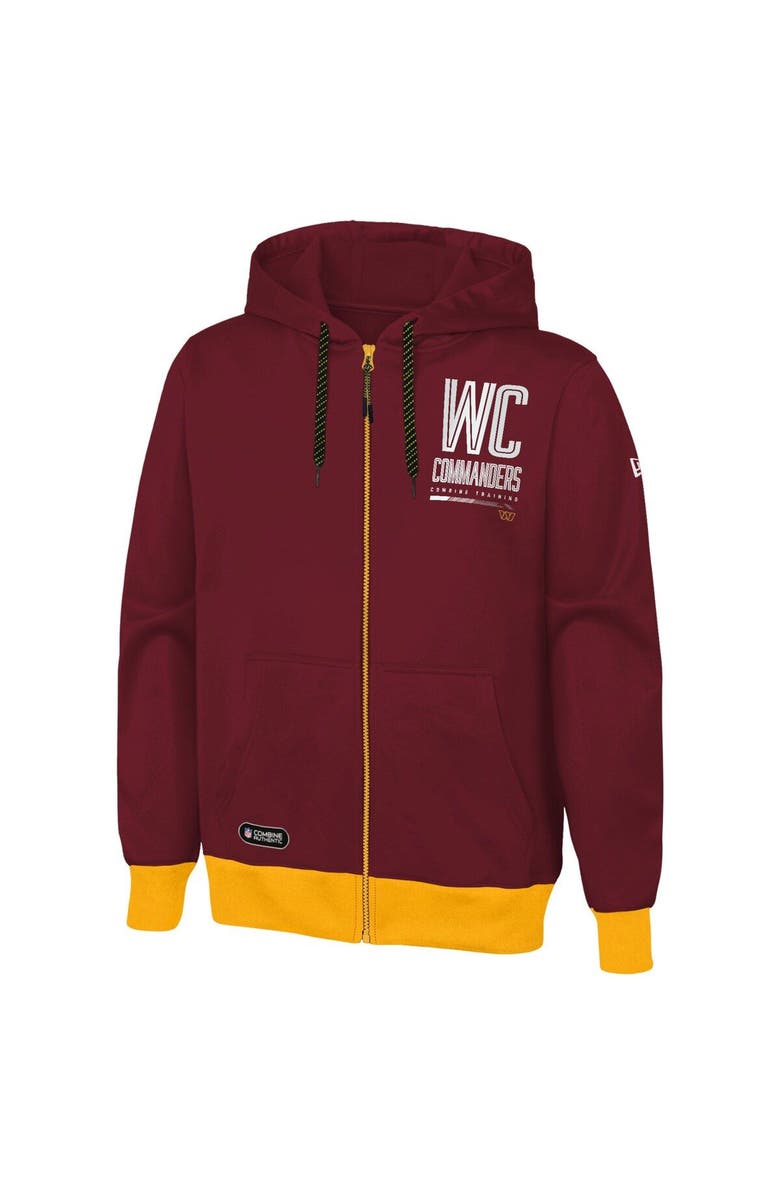 New Era Men's New Era Burgundy Washington Commanders Combine Authentic Drop Back Full-Zip Hoodie, Alternate, color,
